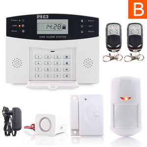 Metal Remote Control Voice Prompt Wireless door sensor Home Security GSM Alarm systems LCD Display Wired Siren Kit SIM SMS Alarm