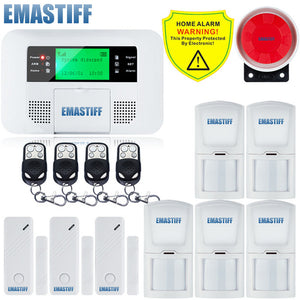 Free Shipping!Quad-band G4B GSM PSTN SIM Home security Alarm system Menu screen LCD Keyboard alarm English/Russian/Spanish Voice