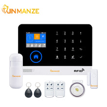 JINMANZE Wireless WIFI GSM GPRS Home Burglar Security GSM Alarm System English German RFID card Voice Prompt APP Remote Control