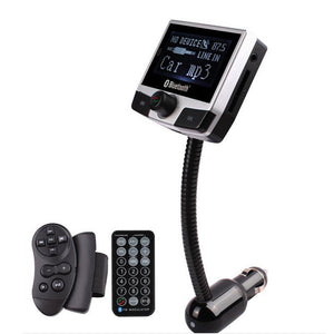 Bluetooth Car Kit FM Transmitter Audio with Remote Control Support SD Card For SmartPhone Handsfree calling car charger for HTC