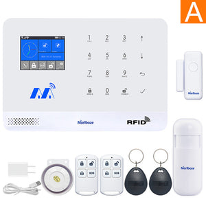 Marlboze Wireless Home Security GSM WIFI GPRS Alarm System IOS Android APP Remote Control RFID Card PIR Sensor Door Sensor kit