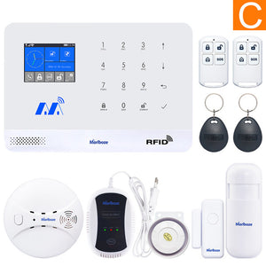 Marlboze Wireless Home Security GSM WIFI GPRS Alarm System IOS Android APP Remote Control RFID Card PIR Sensor Door Sensor kit
