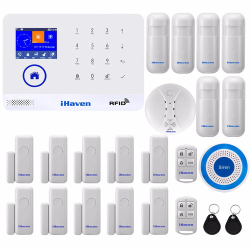 iHaven WIFI GSM alarm system RFID card Arm Disarm Multilingual burglar alarm Wireless Home Security APP Remote Door alarm
