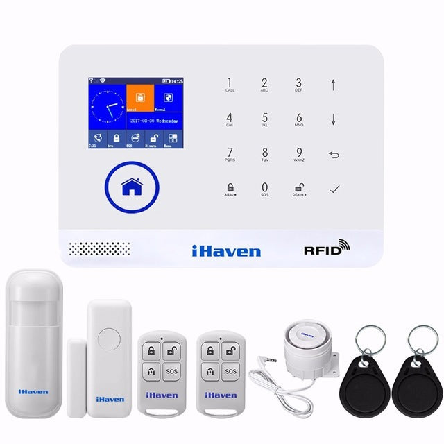 iHaven WIFI GSM alarm system RFID card Arm Disarm Multilingual burglar alarm Wireless Home Security APP Remote Door alarm