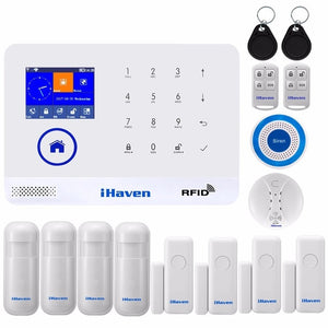 iHaven WIFI GSM alarm system RFID card Arm Disarm Multilingual burglar alarm Wireless Home Security APP Remote Door alarm