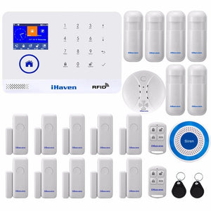 iHaven WIFI GSM alarm system RFID card Arm Disarm Multilingual burglar alarm Wireless Home Security APP Remote Door alarm