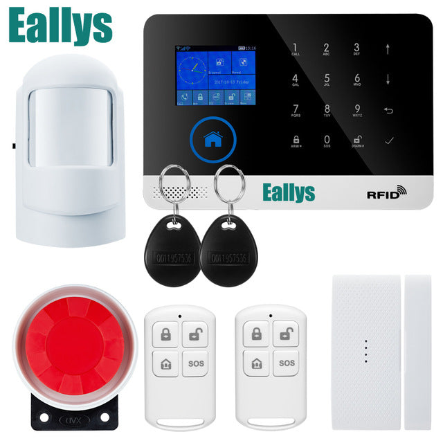 Wireless door sensor Home Security system alarm TFT Display Wired Siren Kit SIM SMS WIFI GSM burglar Alarm APP Remote Control