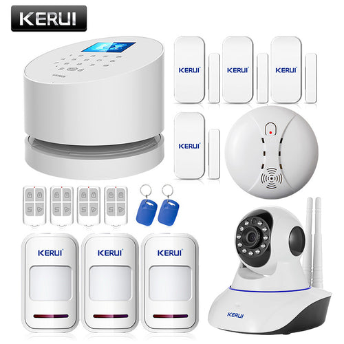 Android IOS app remote control WIFI GSM PSTN three-in-one alarm system high quality kerui gsm alarm system free shipping