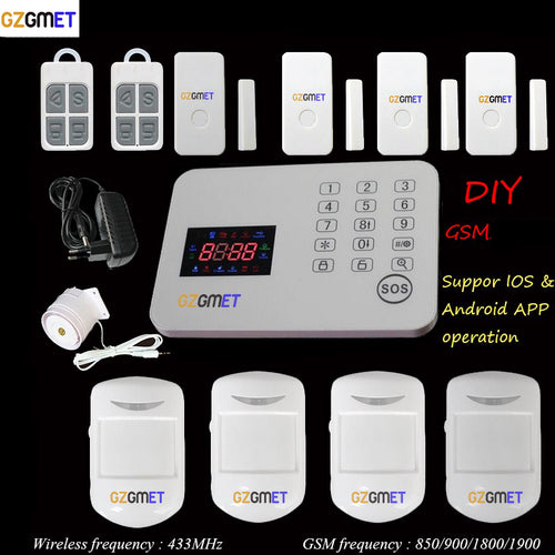 GZGMET Gsm Alarm Systems Door Security Perimeter Home Pir Sim Card  Rfid Control Panel Keypad Touch Kit Auto
