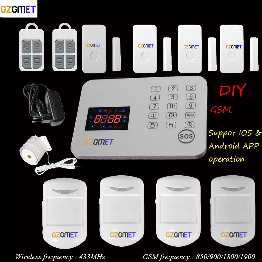 GZGMET Gsm Alarm Systems Door Security Perimeter Home Pir Sim Card  Rfid Control Panel Keypad Touch Kit Auto