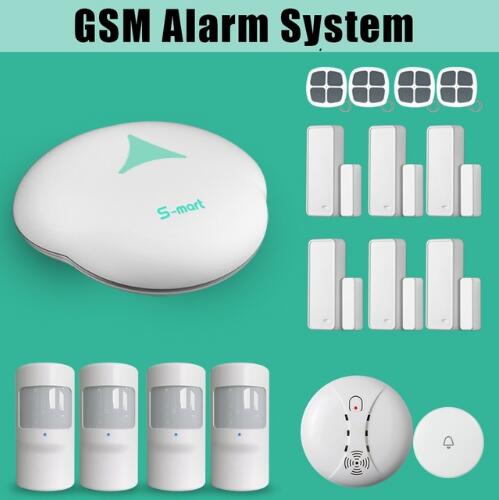 433MHZ GSM alarm system wireless  home burglar alarm  with wireless smoke dector