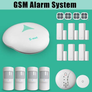 433MHZ GSM alarm system wireless  home burglar alarm  with wireless smoke dector