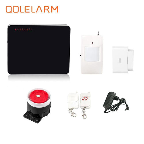 433 mhz quad band sms gsm alarm system smart home security anti-burglar alarm with water leakage sensor vibration pir alarm