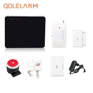 433 mhz quad band sms gsm alarm system smart home security anti-burglar alarm with water leakage sensor vibration pir alarm