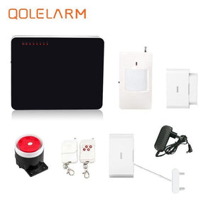 433 mhz quad band sms gsm alarm system smart home security anti-burglar alarm with water leakage sensor vibration pir alarm