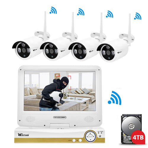 Wistino  HD 720P Security WIFI Kit NVR CCTV Camera System IP Cameras Wireless Surveillance Video Monitor Outdoor LCD Screen P2P